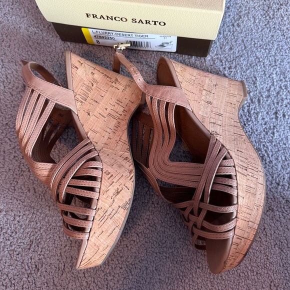 Franco Sarto Brown Wedge Sandals - Picture 2 of 4